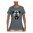 thumbnail image 2 of Wild Bobby, Colorful Pug DJ, Pop Culture, Women Graphic Tee, Charcoal, Medium, 2 of 4