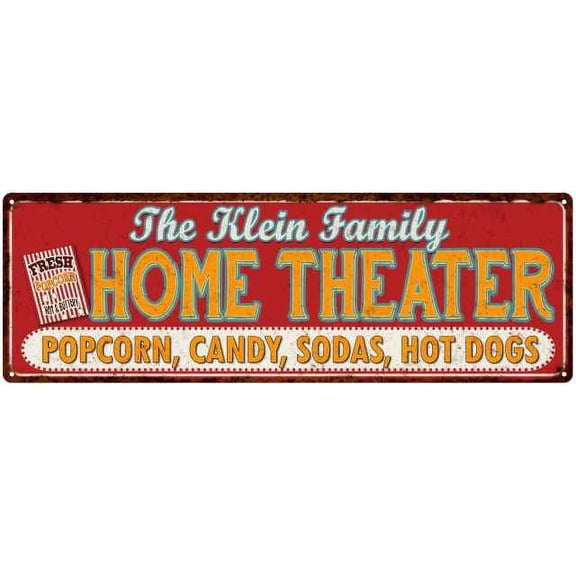 The KLEIN Family Home Theater Sign Gift 6x18 Metal Movies Decor 106180100359