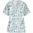 thumbnail image 5 of Uniforme de enfermería de dibujos animados, camisetas con estampado de Snoopy, uniforme de enfermera, moda para mujer, cuello en V, bolsillo, uniformes médicos, ropa de trabajo, 5 of 5