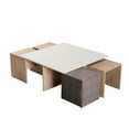 thumbnail image 6 of Haley Mid-Century Modern Nested Coffee Table & Ottoman Set in Natural & Beige, 6 of 7