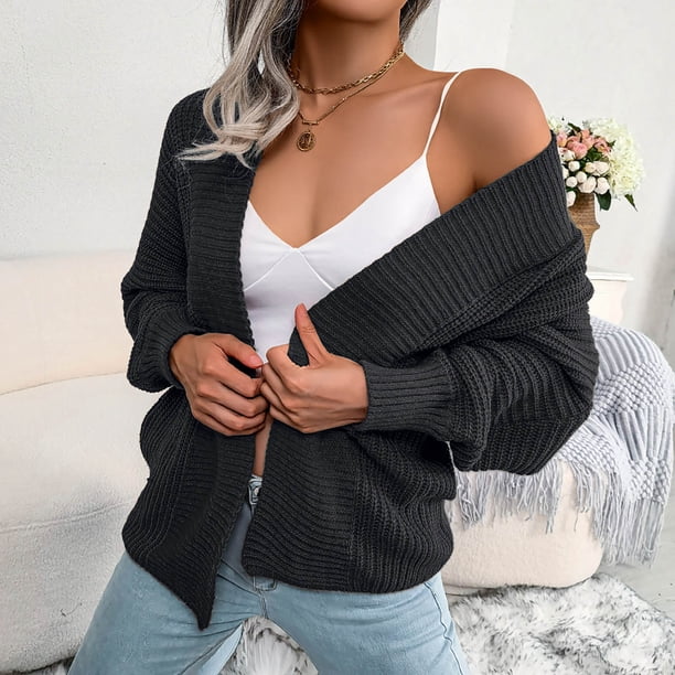 Puntoco Mujer Moda Casual Linterna Manga Larga Suelta Cardigan Suéter Chaqueta Liquidación Puntoco Puntoco-426