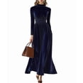 thumbnail image 3 of Velvet Dress for Women High Neck Long Sleeve Elegant Flowy Maxi Wedding Party Formal Gown Evening Dress XL, 3 of 7