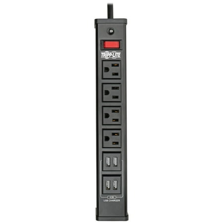 UPC: 0037332223463 | Tripp Lite TLM446USBB Protect It! 4-Outlet Surge Protector with 4 USB Ports 6ft Cord