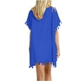 thumbnail image 3 of Swimsuit Cover up For Women Women's New Fashion Beach Sexy Solid Hem Cover Up Swimwear Blue One Size, 3 of 4