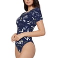 thumbnail image 2 of Fotbe Hawaiian Style Women's Crew Neck Short Sleeves Bodysuit Tops Round Neck Slim Sleeveless Soft Comfortable Basic-Large, 2 of 9