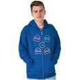 thumbnail image 5 of Retro PACMAN Character Silhouettes Zip Up Hoodie Men's Women's Brisco Brands M, 5 of 6