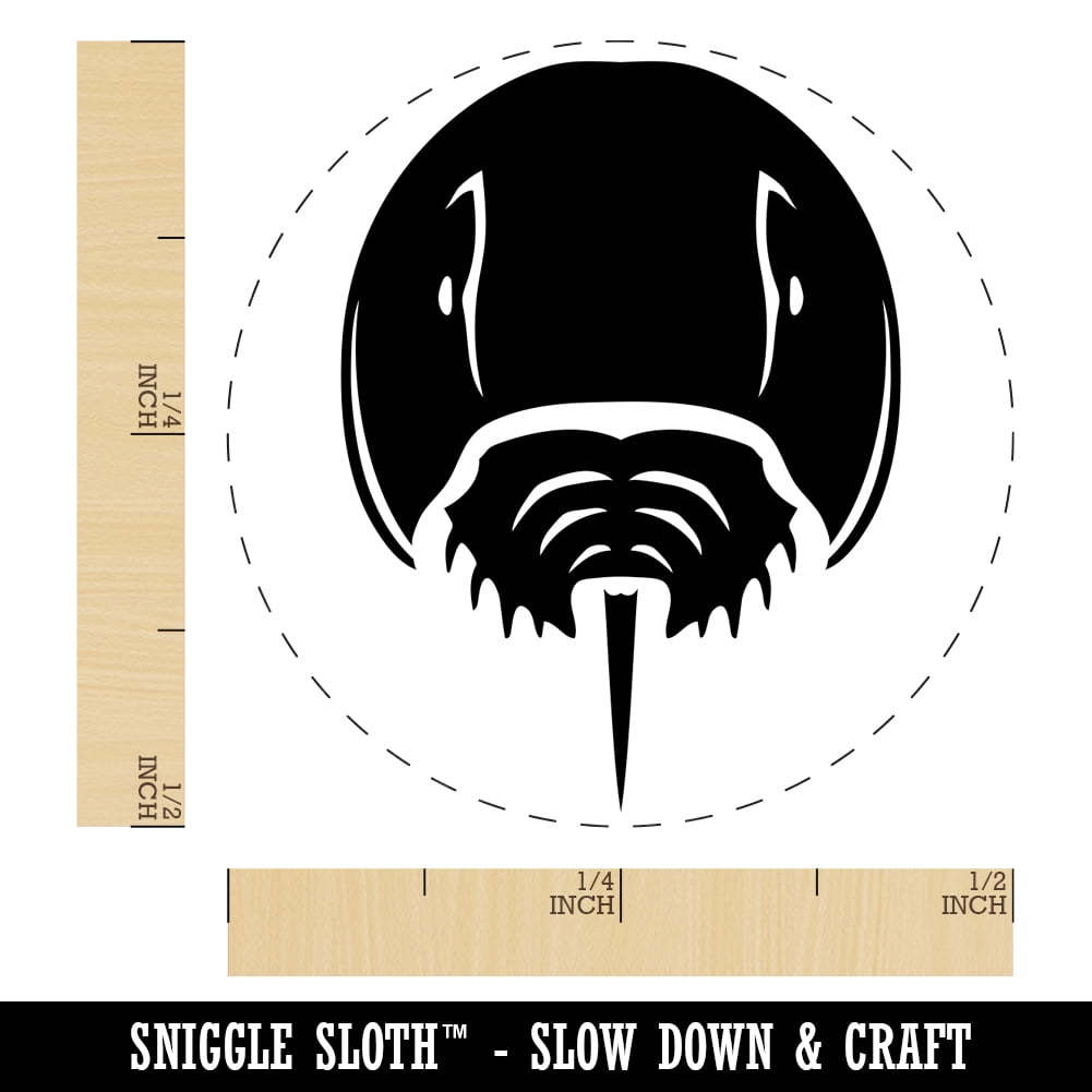 Horseshoe Crab Self-Inking Rubber Stamp Ink Stamper - Blue Ink - Mini 1/2 Inch