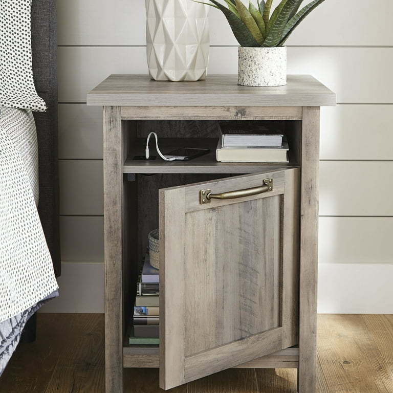 Better Homes Gardens Modern Farmhouse USB Nightstand Rustic Gray