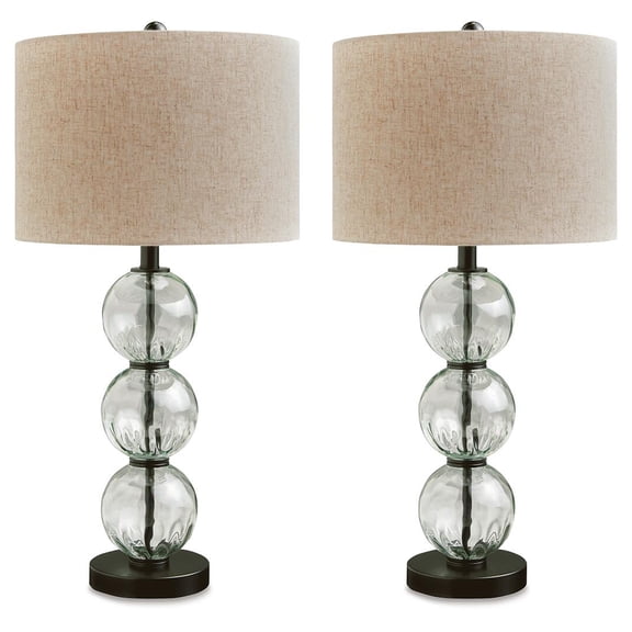 Signature Design by Ashley Airbal Contemporary 29.38" Glass Table Lamp, Set of 2, Black & Clear