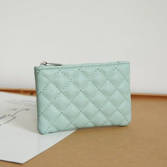 Men Women PU Leather Portable Zipper Lightweight Money Bag Coin Purse Credit Card Wallet Hand Bag GREEN