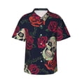 thumbnail image 2 of Yiaed Roses Skulls Print Hawaiian Shirt for Men Short Sleeve Button Down Shirts Beach Shirts for Men-3X-Large, 2 of 5