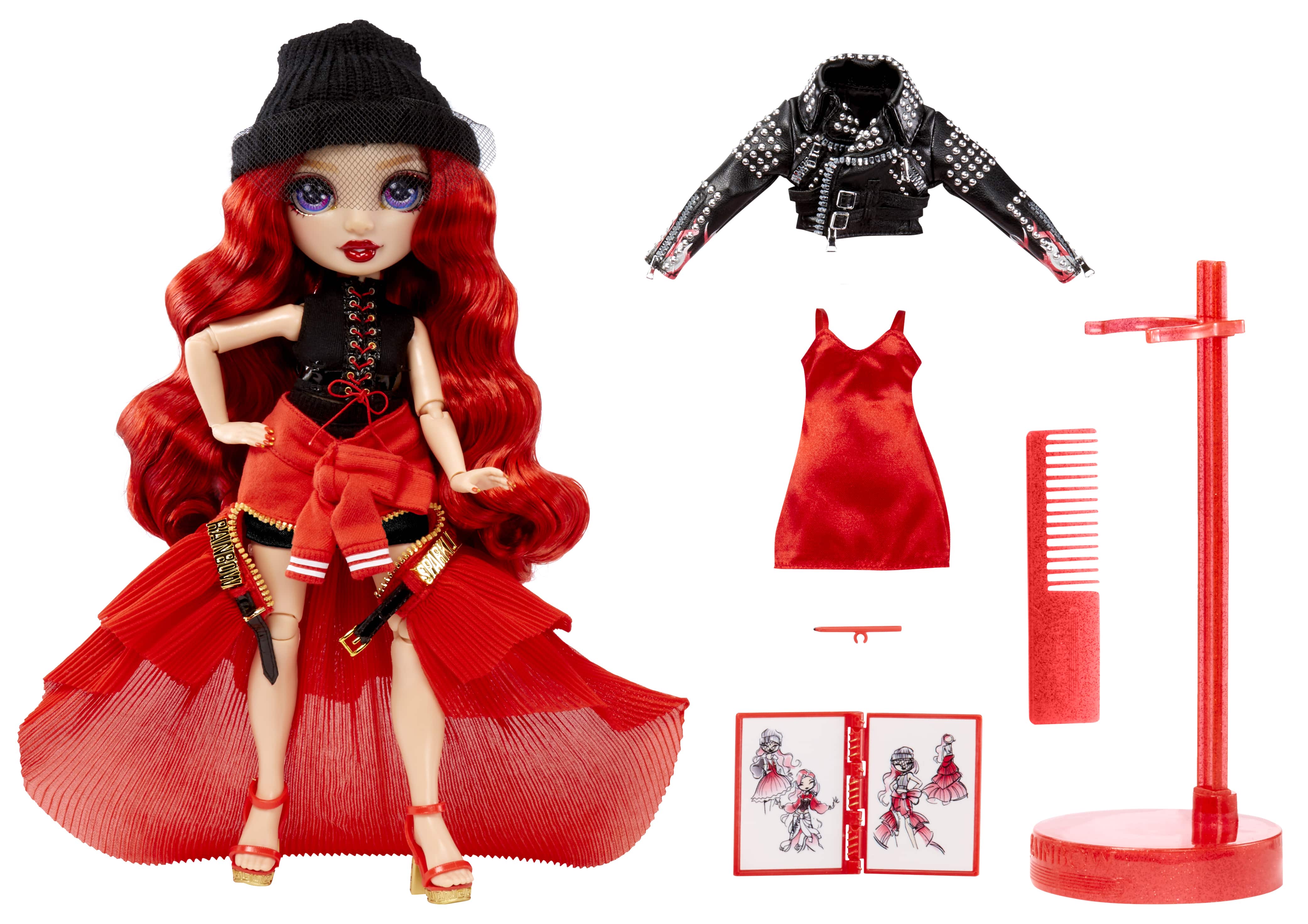 Rainbow High Fantastic Fashion Ruby Anderson - Red 11” Fashion Doll and Playset with 2 Complete Doll Outfits, Fashion Play Accessories, Toy Gift for Kids 4-12