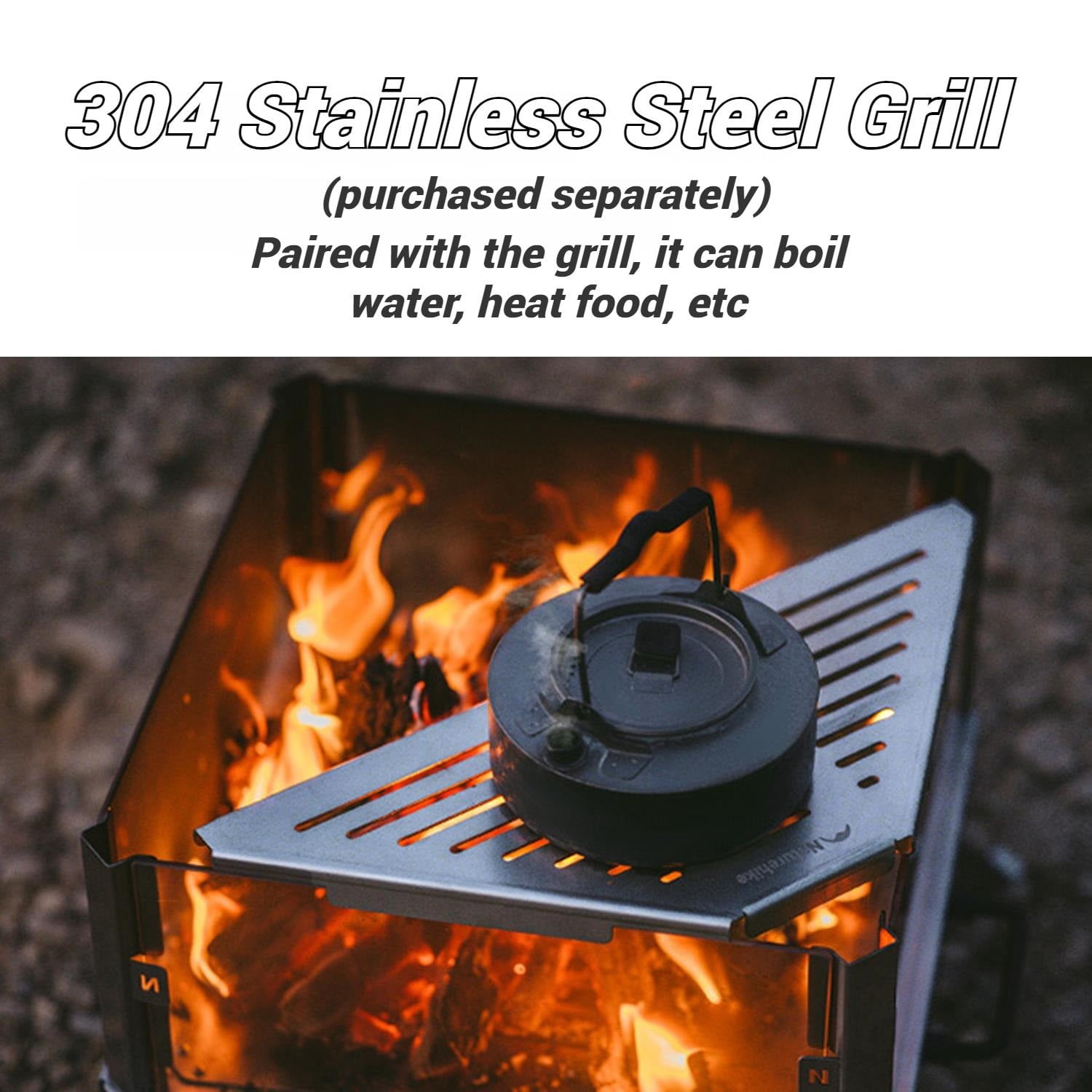 Naturehike, Detachable Wood Burning Viewing Glass Fire Pit, Outdoor Large Capacity Charcoal Burning Fire Pit, Portable Glamping Stainless Steel Fire Pit, For Backyard/Patio/BBQ/Camping/Party