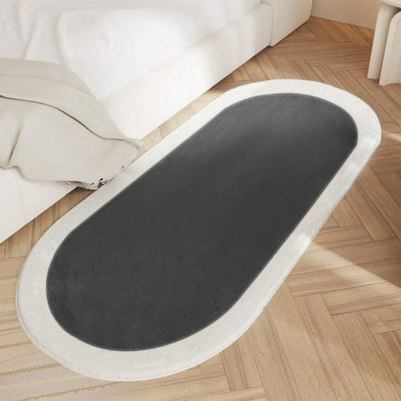 AZXY 16"X31.5" Rugs for Living Room,Large Area Rugs for Bedroom,Floor Rug Runner Under $100,Oval Thick Machine Washable Decorative Fluffy Fuzzy Shag Carpet,Indoor Outdoor Rug Clearance Black