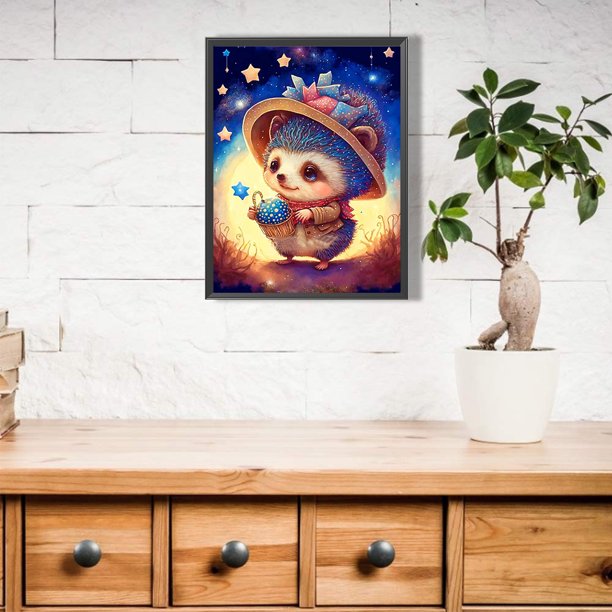 Cuadros Decorativos 5D bricolaje taladro redondo completo diamante pintura gato erizo Kit decoración del hogar (A2829) Wdftyju embutido en tela