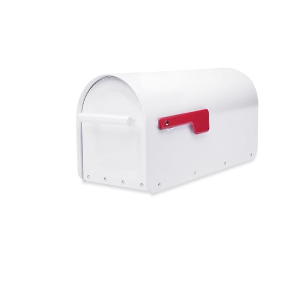 Architectural Mailboxes Sequoia™ Heavy duty Steel Metal Post Mounted Mail Box for outside, White Large Curbside Mailbox with Magnetic Latch