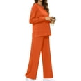 thumbnail image 5 of YUGYXL Two Piece Outfits for Women Fashion Solid Color Sweatsuit 2025 Casual Crewneck Pullover Sweatshirt Matching Wide Leg Pants Tracksuit Sets Gift for Girlfrind Orange,L, 5 of 9
