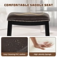 thumbnail image 5 of Yardi Yard 26" Counter Height Bar Stools Set of 2, Faux PVC Leather Barstools w/Padded Seat, Wood Frame, Max Load 330 Lbs, Wood Saddle Bar Stools, Brown, 5 of 6