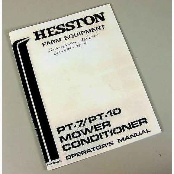 Hesston Pt 7 Pt 10 Mower Conditioner Owners Operators Manual Maintenance