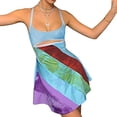 thumbnail image 3 of Mini vestido sexy con cuello halter y recorte para mujer Y2K Rainbow Girl Printed Backless Lace Up Bodycon Dress Vestidos de playa tropical Fokelyi WRLF-95-2, 3 of 7