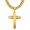 Gold, variant on Titanium Steel Cross Pendant Necklace, Tarnish-Free Long Curb Chain for Men, Gothic Statement Hip Hop Jewelry for Daily Commute and Streetwear Styling