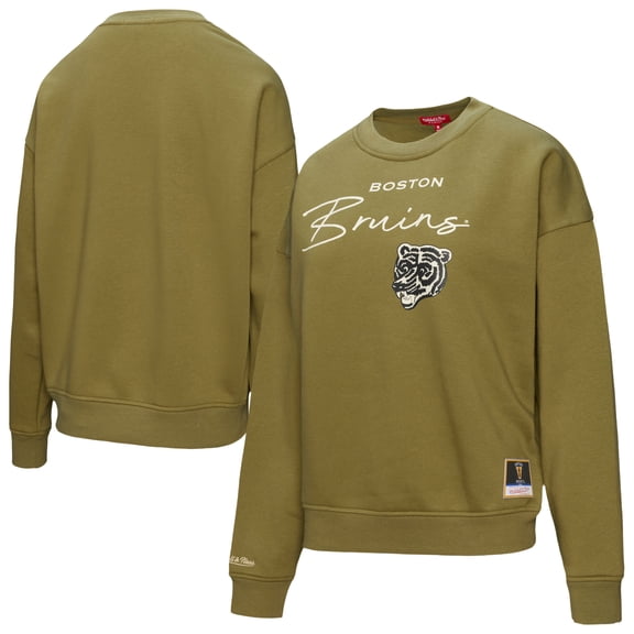 Women's Mitchell & Ness Hunter Green Boston Bruins Fleece Sweatshirt