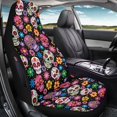 thumbnail image 5 of Binienty Sugar Skull Car Seat Covers Front Seats Stretchy Fabric Waterproof Auto Seat Covers Airbag Compatible Universal Fit for Cars SUV Truck Van Women Girly Auto Interior Decor, 5 of 8
