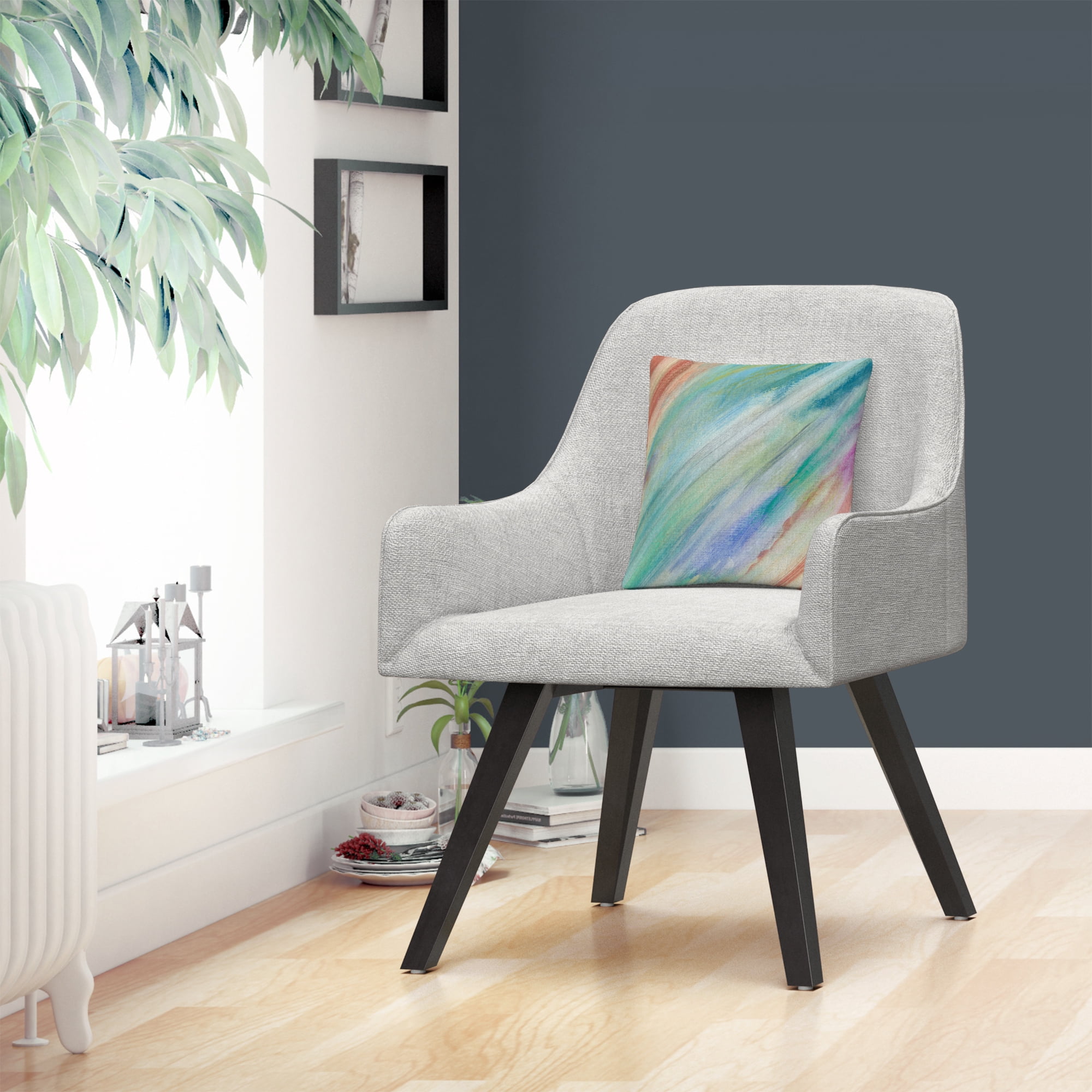 Sorbet Skies' Colorful Shapes Line Composition By Anthony Sikich 16 X 16 Decorative Throw Pillow