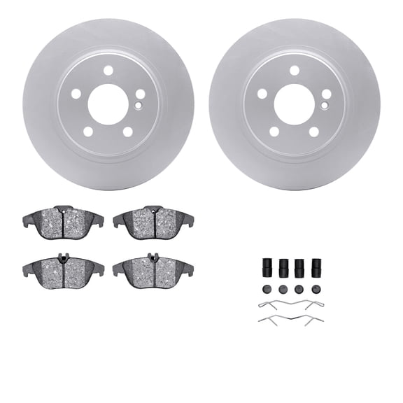 Dynamic Friction Company Rear Geospec Brake Rotors with 5000 Advanced Brake Pads includes Hardware 4512-63190