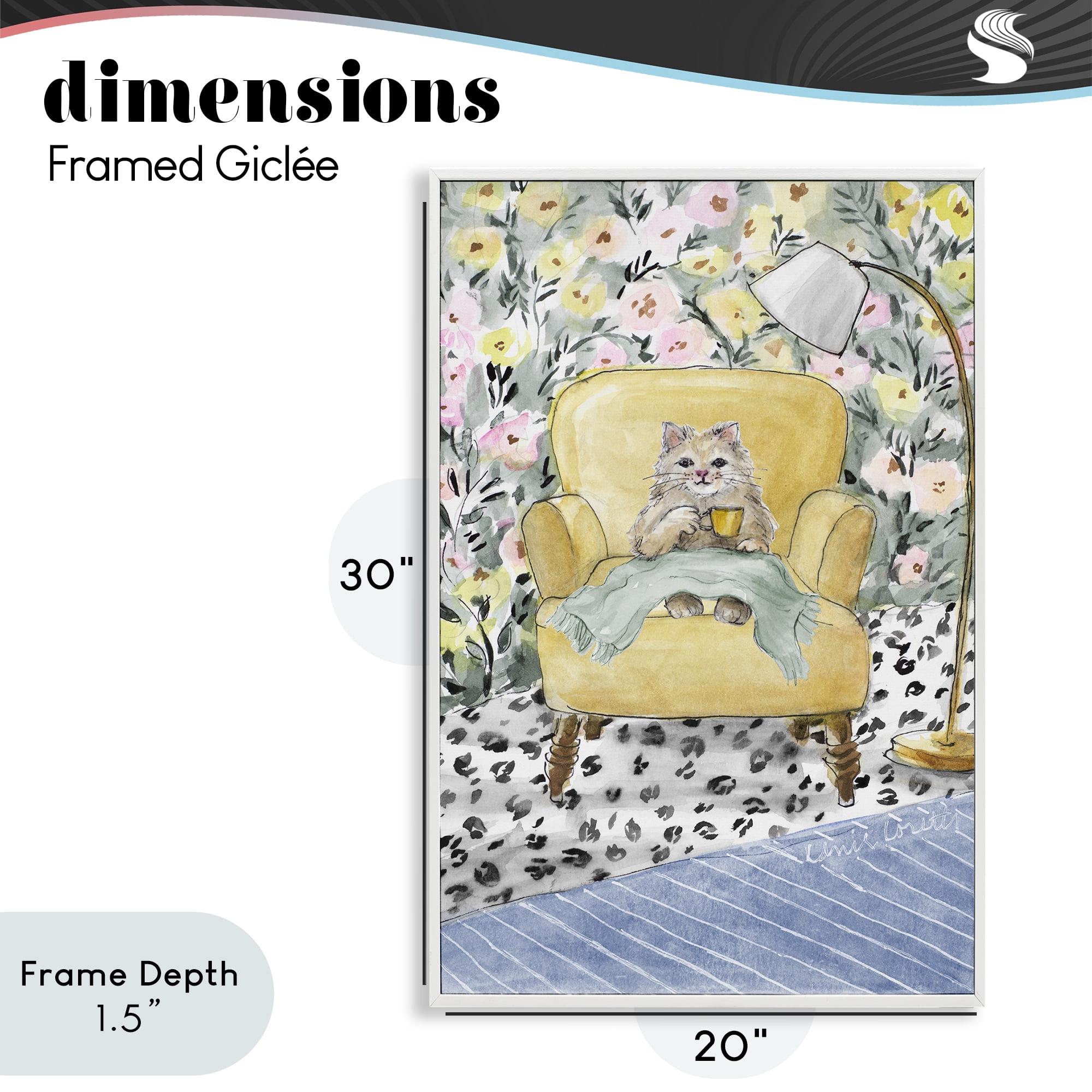 Stupell Industries Cozy Cat Corner White Framed Giclee Art, design by Lanie Loreth