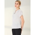 thumbnail image 4 of INSPIRE CHIC Blusa de oficina de trabajo con cuello en V con estampado de puntos para mujer blanco M, 4 of 6