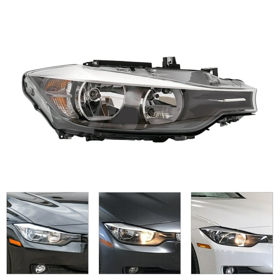 Right Headlight Assembly Fit for 2012-2015 BMW 3-Series F30 320i 328i 328d 335i, Clear Lens Chrome Housing, Halogen