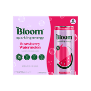 Bloom Nutrition Sparkling Energy Drink, Strawberry Watermelon, 12 fl oz Cans, 6 Pack
