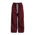 thumbnail image 6 of Edvintorg Wide Leg Pants for Women Elastic Waisted Plaid Trouser Drawstring Loose Casual Pant with Pocket Women's Clothes Wine S-2XL, 6 of 6