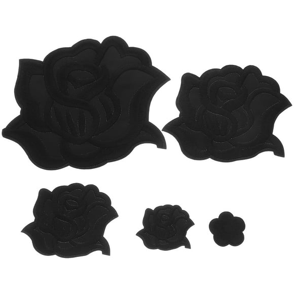 5 parches de rosas negras termoadhesivos para ropa, reparación de telas, apliques geniales para chaquetas, vaqueros, suéteres, sombreros, zapatos y bolsos