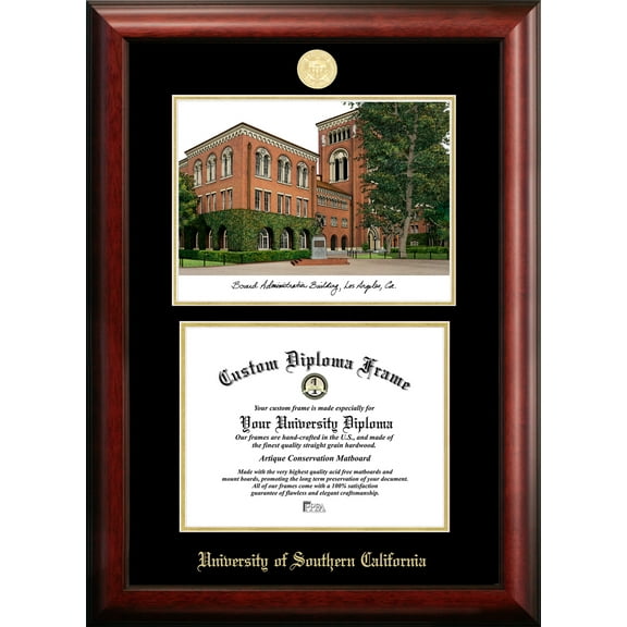 University of Southern California 8.5" x 11" Gold Embossed Diploma Frame with Campus Images Lithograph