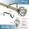 thumbnail image 3 of Urbanest 3/4" Diameter Designer Steel Cage Single Curtain Rod – Heavy Metal Decorative Finials, Drapery Hardware for Window Treatments, 48" to 84", Antique Brass, 3 of 6