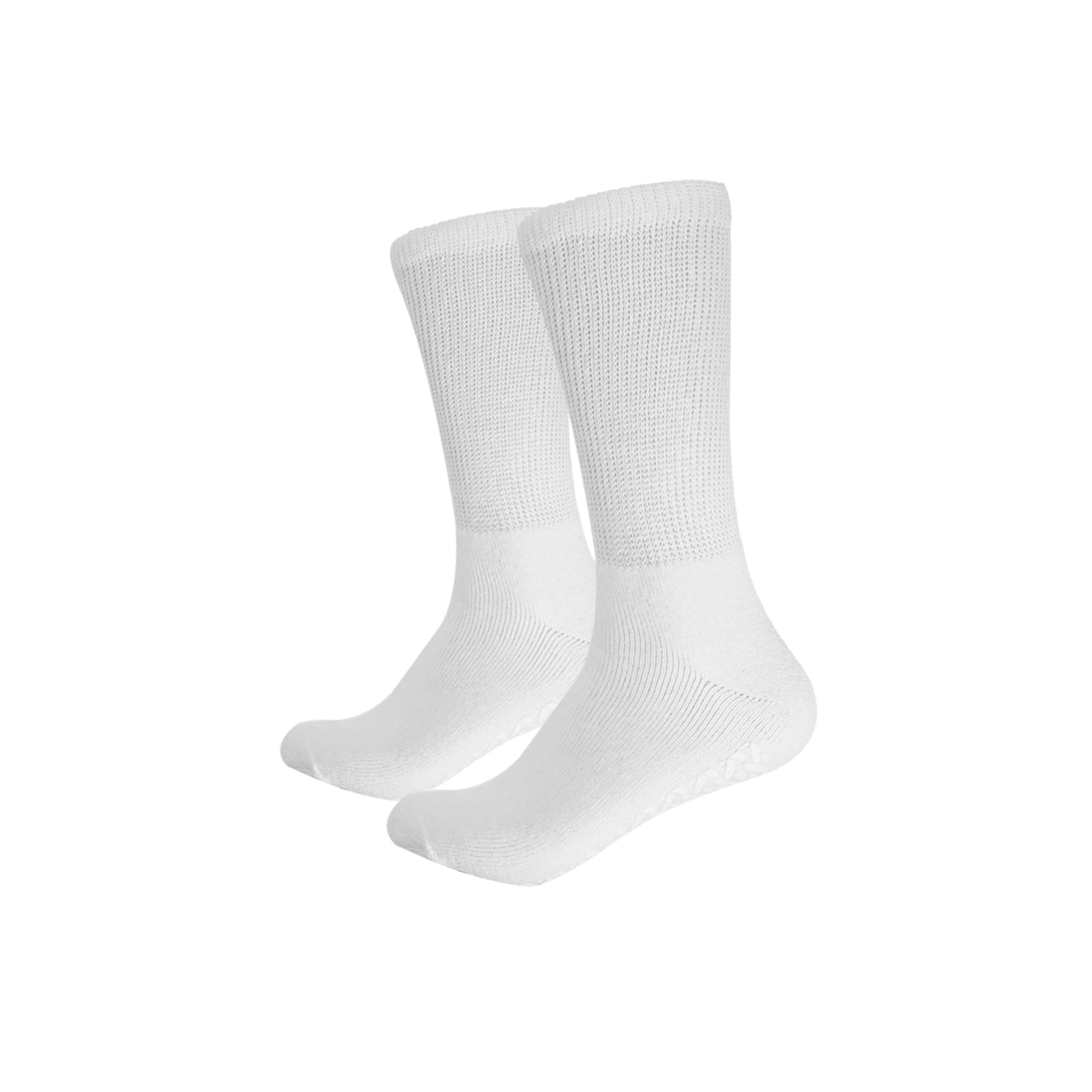 Diabetic Socks Non Skid Hospital Loose Fitting Slipper Socks With Gripper Bottoms 2 Pack Savings Gripper socks (9-11, White)