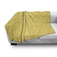 thumbnail image 2 of Yellow and White Soft Flannel Fleece Blanket, Scattered Butterflies Illustration in Awakening Vibrant Tones, Cozy Plush for Indoor and Outdoor Use, 70" x 90", Earth Yellow and White, by Ambesonne, 2 of 5