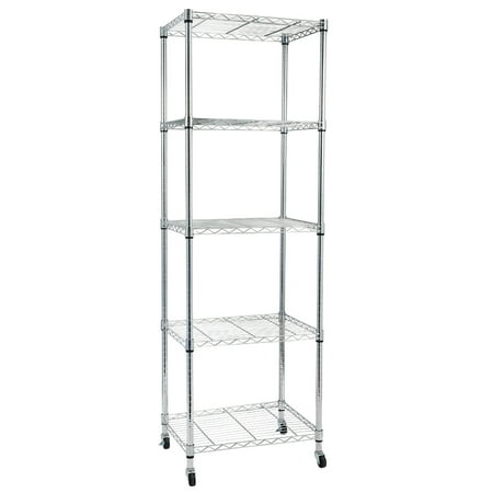 

Segmart 5 Tier Steel Wire Shelving Unit on Wheels Chrome Shelves for Garage Kitchen Living Room Heavy Duty Shelving Rack 23.62 x 17.72 x 70.87 Chrome SS2395