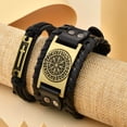 thumbnail image 2 of Shop LC Set of 2 Black Color Genuine Leather Dualtone Adjustable Bracelet Jewelry Gift, 2 of 10