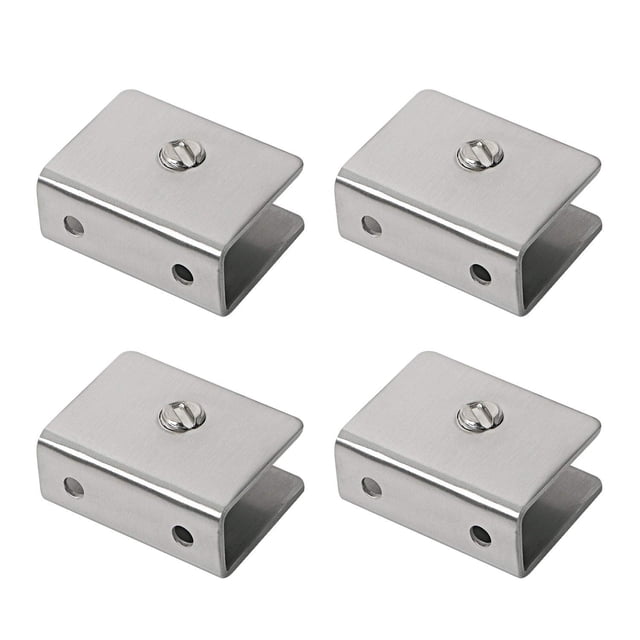 Aopin Soporte para estante de vidrio Clips de vidrio ajustables Soportes de abrazadera de vidrio Acabado cepillado Superficie plana Acero inoxidable para estante de madera/acrílico/vidrio de 10 ~ 15 m
