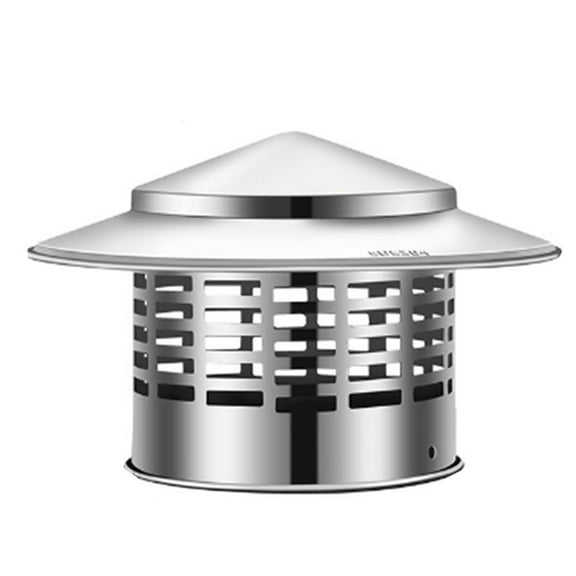 Round Chimney Cap Stainless Steel Tapered Top with Screen Outside Roof Fireplace Cover B