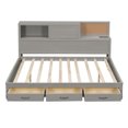 thumbnail image 4 of Harper & Bright Designs Full Size Daybed with 3 Storage Drawers and a Set of Sockets and USB Ports, Wooden Bedframe with Upper Soft Board for Bedroom Guestroom, Gray, 4 of 12