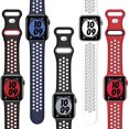 thumbnail image 2 of ANTHOUSE 5 Pack Sport Bands Compatible for Apple Watch 45mm 44mm 42mm 41mm 40mm 38mm Men Women, Breathable Silicone Soft Replacement Strap Wristband for iWatch Series 8 SE 7 6 5 4 3 (45MM,C1), 2 of 10