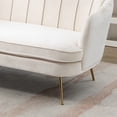 thumbnail image 6 of 59" Wide Mid Century Modern Chenille Sofa with Gold Metal Legs, Two-Seater Sofa Loveseat Sofa Small Couch for Bedroom, Small Space Office, Apartments, Beige, 6 of 8