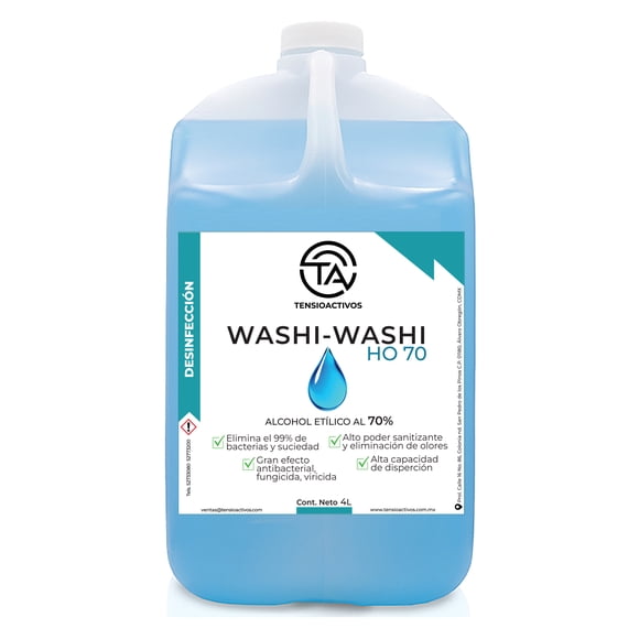 WASHI-WASHI HO 70 4LT - Sanitizante desinfectante para manos, cosas y hogar