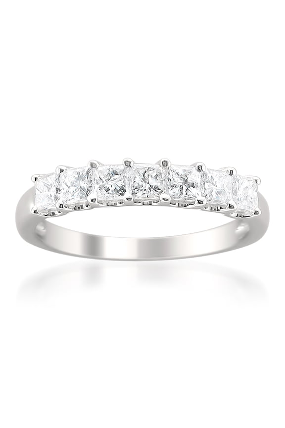 1.00 Carat Princess-cut Diamond Bridal Wedding Band Ring In 14K White Gold(Color H-I, Clarity I1-I2)