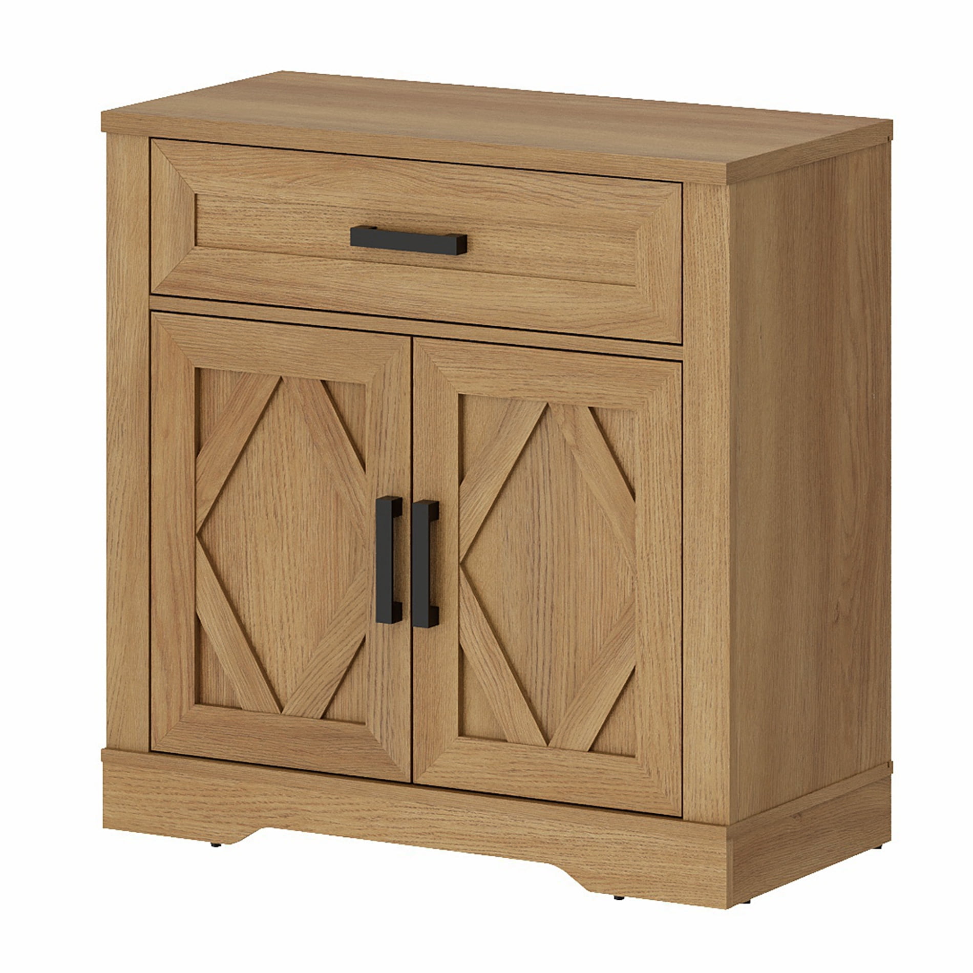 WAMPAT 31.5"W Farmhouse Buffet Sideboard with Barn Doors, Drawer & Storage, Light Oak