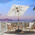thumbnail image 2 of PURPLE LEAF 6' x 9' Patio Umbrella with Base Market Umbrella Rectangular Outdoor Umbrella with Push Button Tilt & Crank and 8 Ribs Aluminum Table Umbrella for Pool Backyard Beach, Taupe, 2 of 7